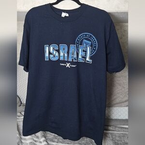 Vintage Alstyle Israel Souvenir Graphic T-Shirt L Navy Blue
